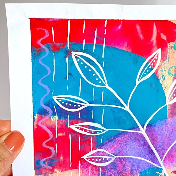 Rain Over Mars Original Acrylic Painting 8x8in Matted Frame Ready Squeegee Art - Picture 3 of 7